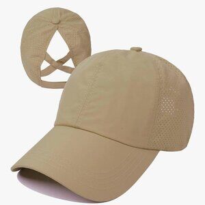 Women's Criss Cross Ponytail Baseball Cap EUC